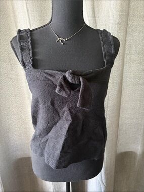 Madewell Black Tie-Front Ruffled Strap Camisole